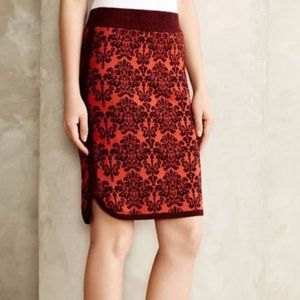 Anthropologie Red and Black Midi Skirt